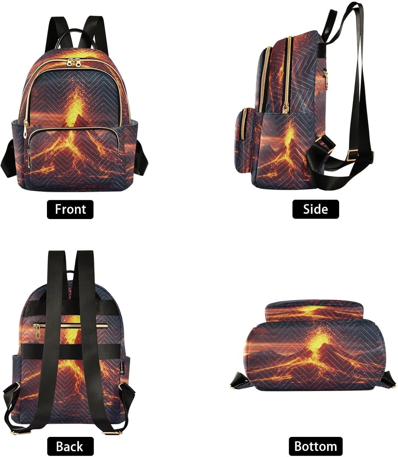 Women's Quilted Backpack Purse Volcanic Eruption Fashion Backpacks Casual Rucksack, Medium
