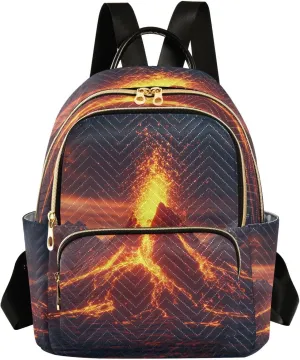 Women's Quilted Backpack Purse Volcanic Eruption Fashion Backpacks Casual Rucksack, Medium
