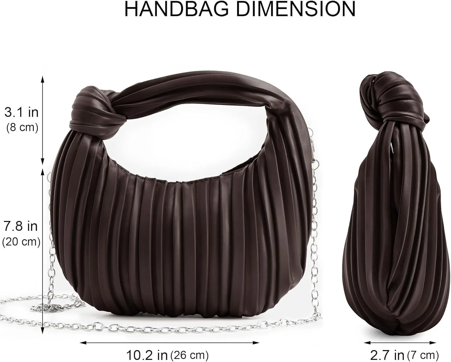 Women's Small Knotted Handbag Soft PU Leather Crossbody Dumpling Bag with Ruched Cloud Clutch Design