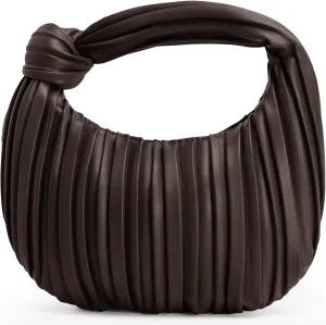 Women's Small Knotted Handbag Soft PU Leather Crossbody Dumpling Bag with Ruched Cloud Clutch Design