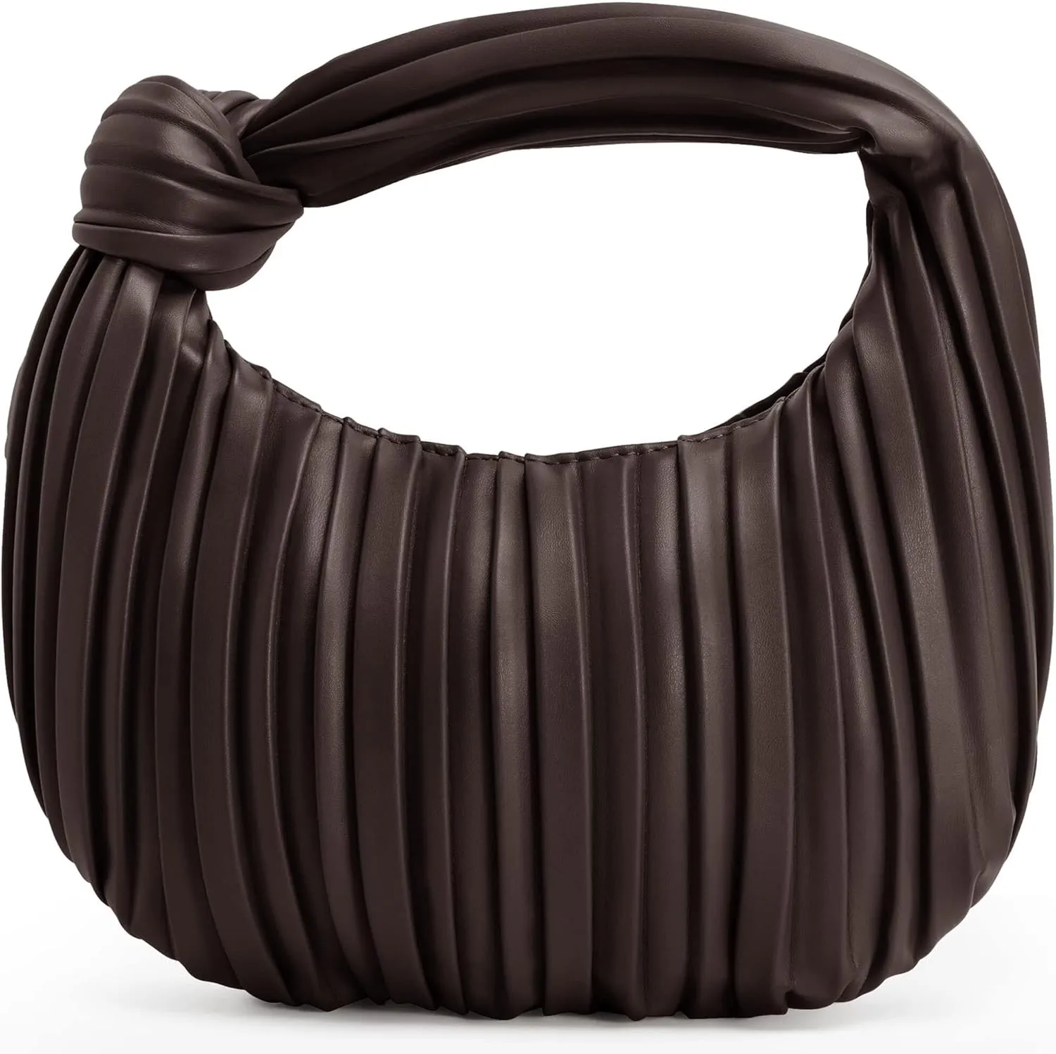 Women's Small Knotted Handbag Soft PU Leather Crossbody Dumpling Bag with Ruched Cloud Clutch Design