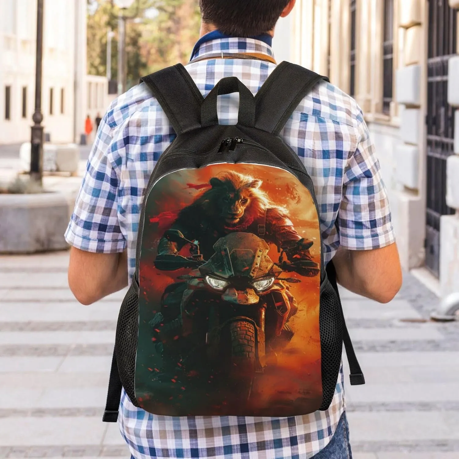 Xerial Motorcycle Lion Backpack Waterproof Anti Theft Durable Light Laptop Bag Backpacks For Women Men Travel Gym Backpack
