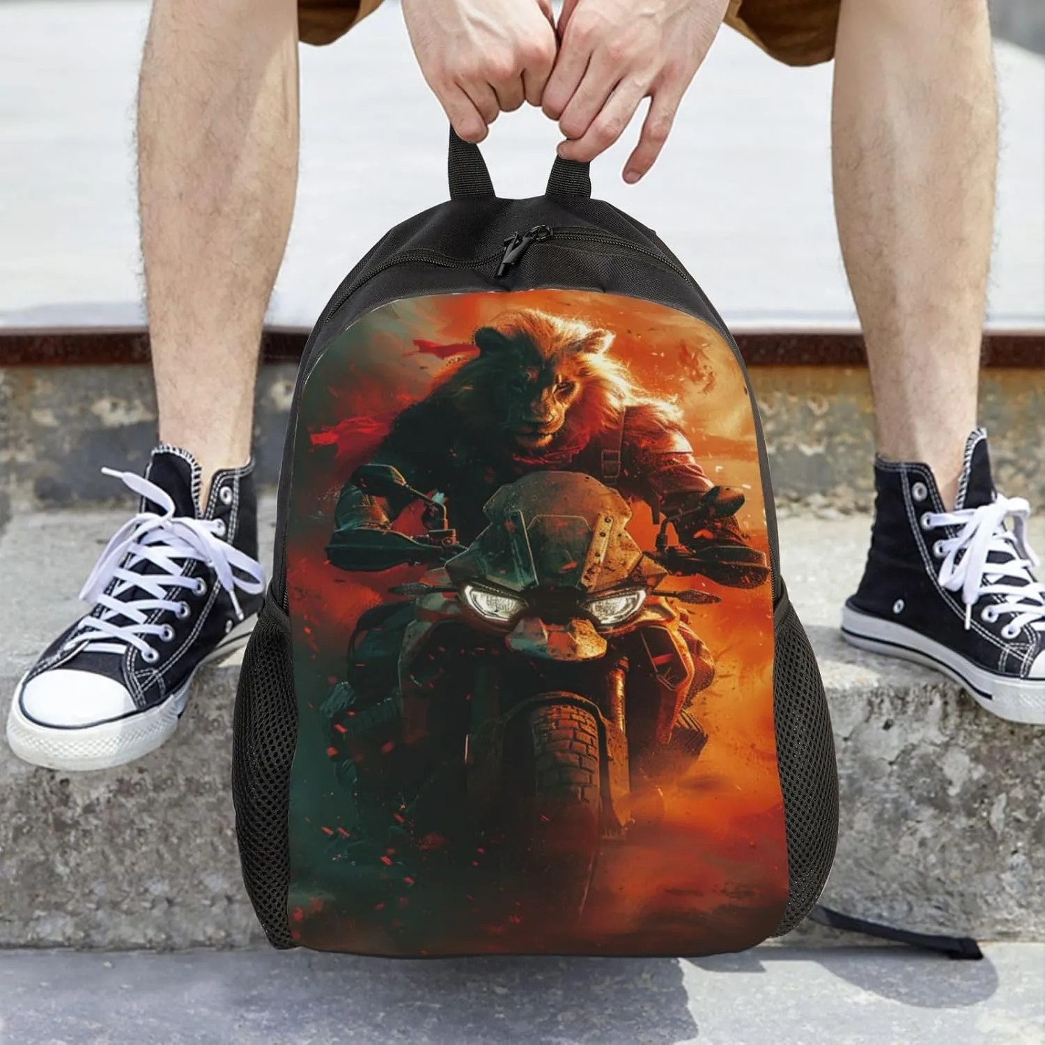 Xerial Motorcycle Lion Backpack Waterproof Anti Theft Durable Light Laptop Bag Backpacks For Women Men Travel Gym Backpack