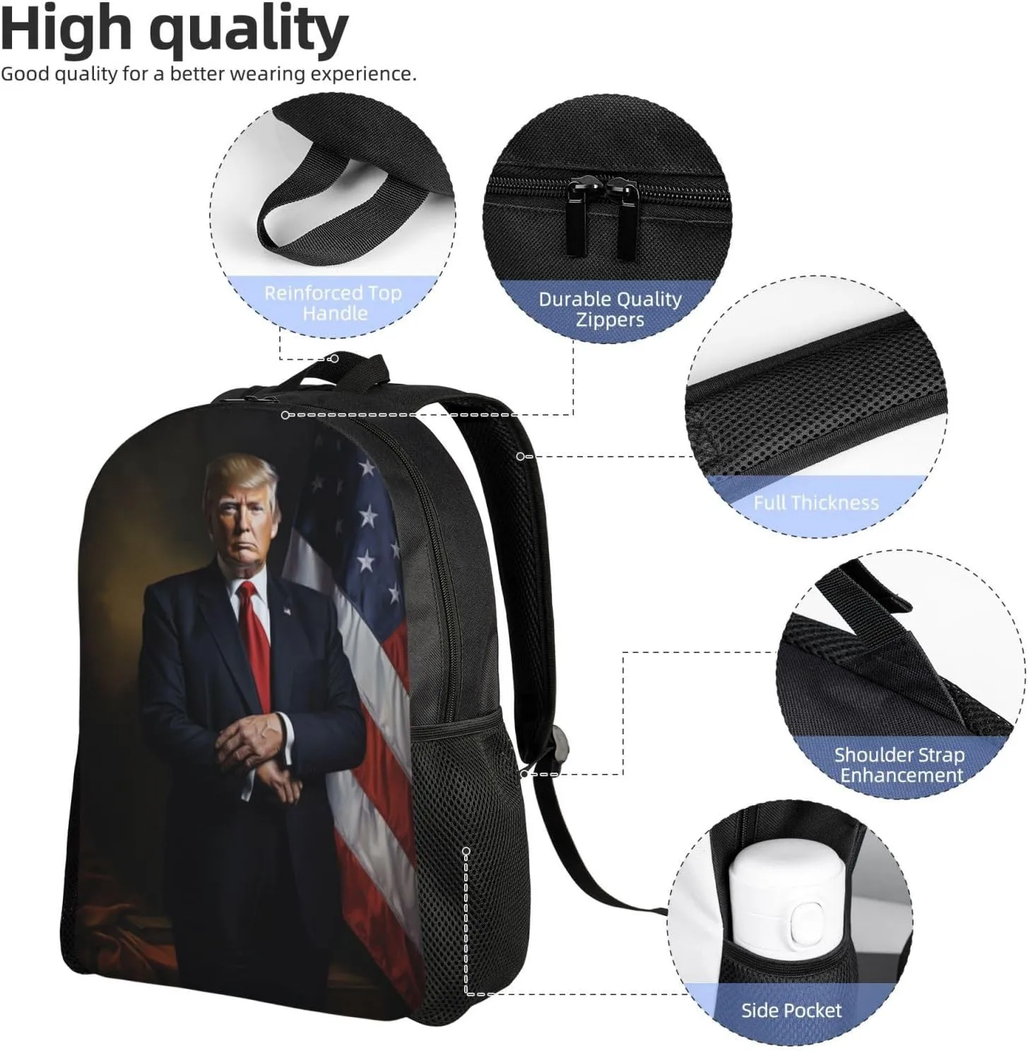 Xerial Solemn Trump Backpack Waterproof Anti Theft Durable Light Laptop Bag Backpacks For Women Men Travel Gym Backpack