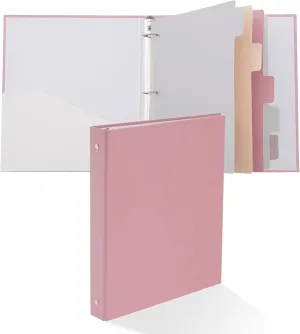 Y YOMA Colored 1 Pack 3 Ring Binder for Letter Size with 5 Tab Dividers Cardboard 1 inch 3-Ring Pocket Binder Aesthetic Cute Binder Decorative Organizer for Home School Office Supplies, Morandi Red