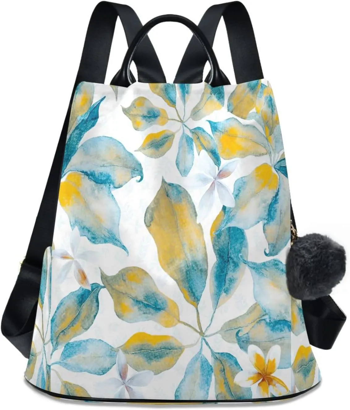 Yellow Evergreen Plant Floral Travel Backpack Purse for Women, Work Computer Bags Bookbag Lightweight 15.6 inch Laptop Bag School Backpack for Student Girls Casual High School College