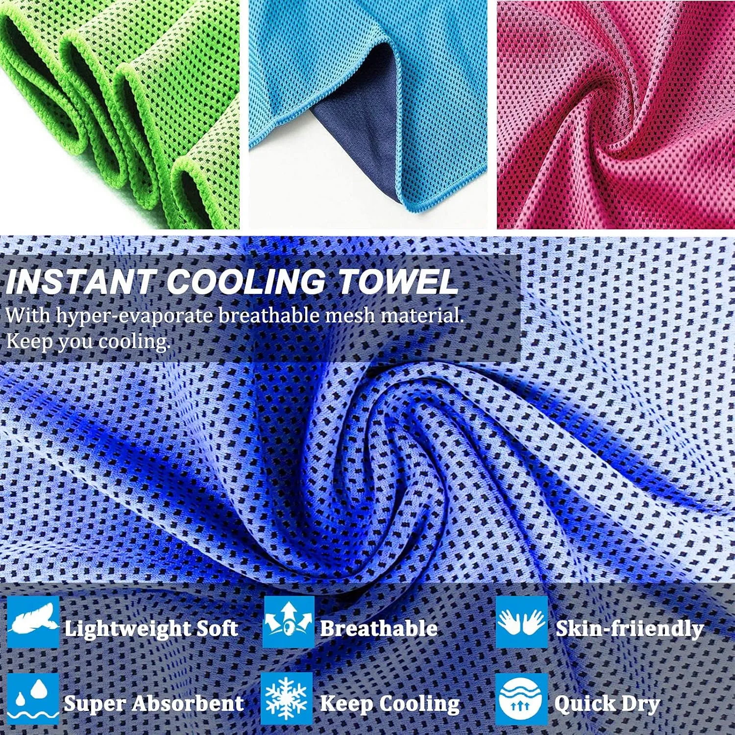 YQXCC 4 Pack Cooling Towels (40"x12") Cool for Neck, Microfiber Soft Breathable Chilly Towel for Yoga, Golf, Gym, Camping, Running, Workout & More Activities