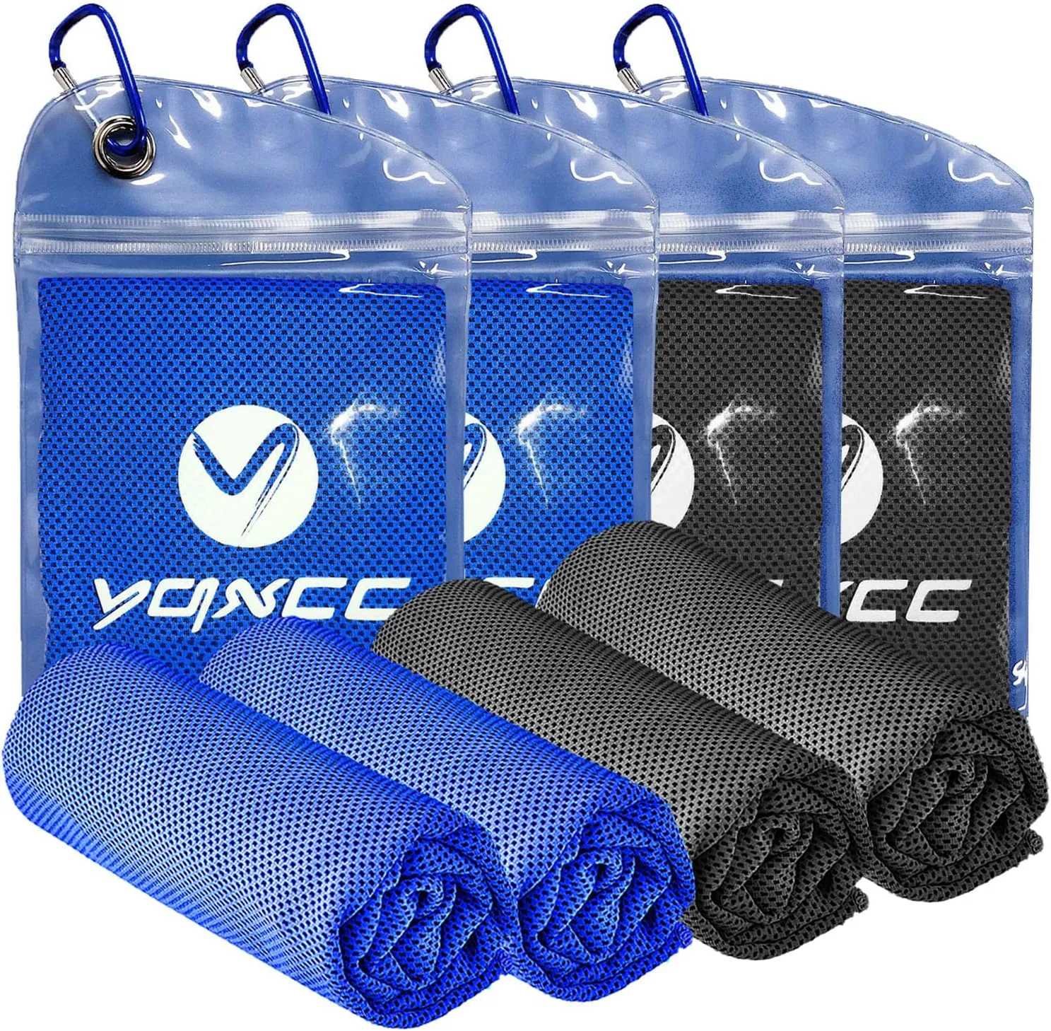 YQXCC 4 Pack Cooling Towels (40"x12") Cool for Neck, Microfiber Soft Breathable Chilly Towel for Yoga, Golf, Gym, Camping, Running, Workout & More Activities
