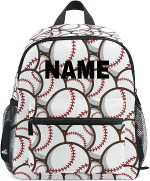 ZAZYXTJ Personalized Baseball Ball Kids Backpack for Boys Girls Toddler Backpack with Chest Strap Name Tag Preschool Backpack 3-8 Years Old
