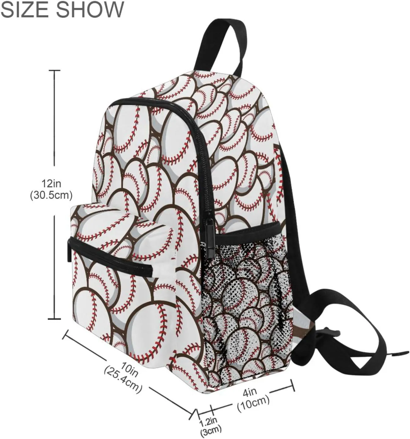 ZAZYXTJ Personalized Baseball Ball Kids Backpack for Boys Girls Toddler Backpack with Chest Strap Name Tag Preschool Backpack 3-8 Years Old