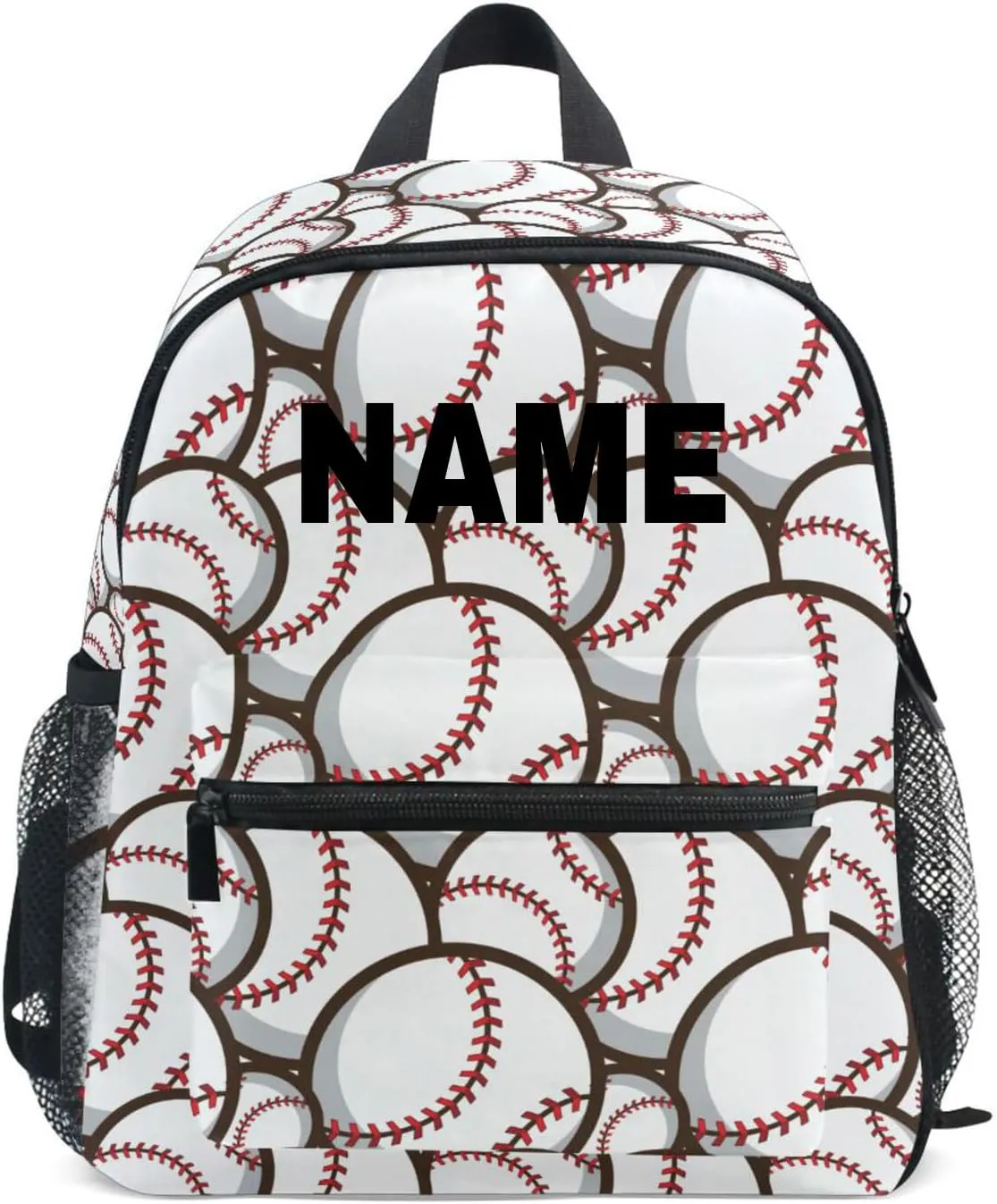 ZAZYXTJ Personalized Baseball Ball Kids Backpack for Boys Girls Toddler Backpack with Chest Strap Name Tag Preschool Backpack 3-8 Years Old