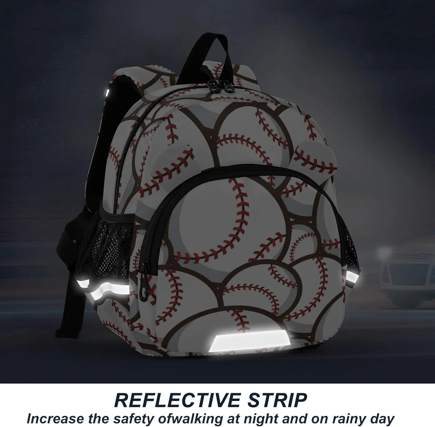 ZAZYXTJ Personalized Baseball Kids Backpack for Boys Girls Toddler School Bag with Chest Strap Ears Preschool Backpack 3-6 Years Old