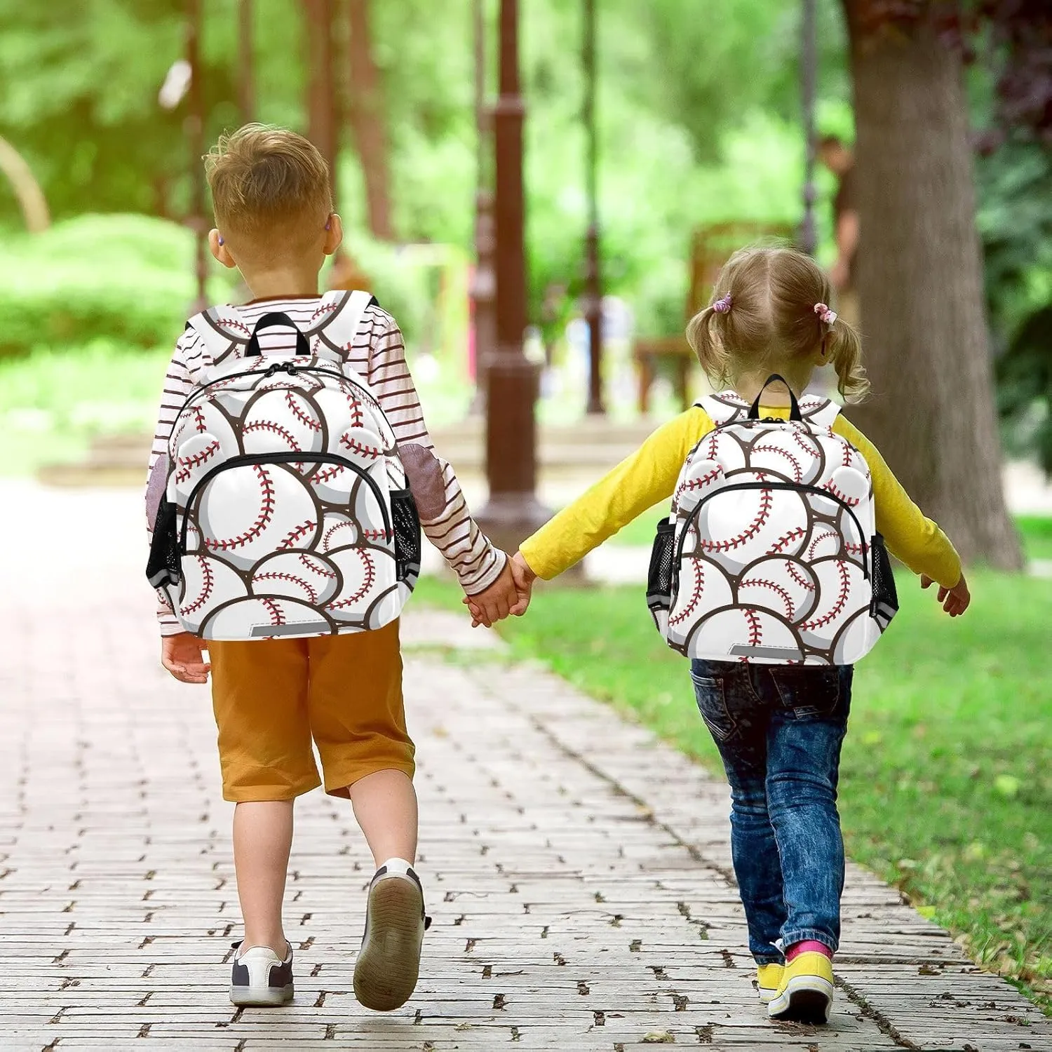 ZAZYXTJ Personalized Baseball Kids Backpack for Boys Girls Toddler School Bag with Chest Strap Ears Preschool Backpack 3-6 Years Old