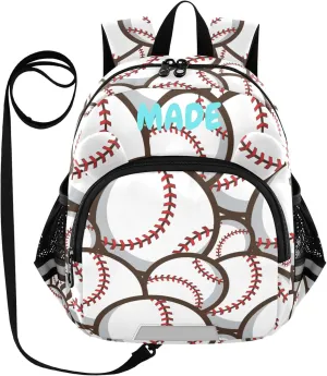 ZAZYXTJ Personalized Baseball Kids Backpack for Boys Girls Toddler School Bag with Chest Strap Ears Preschool Backpack 3-6 Years Old