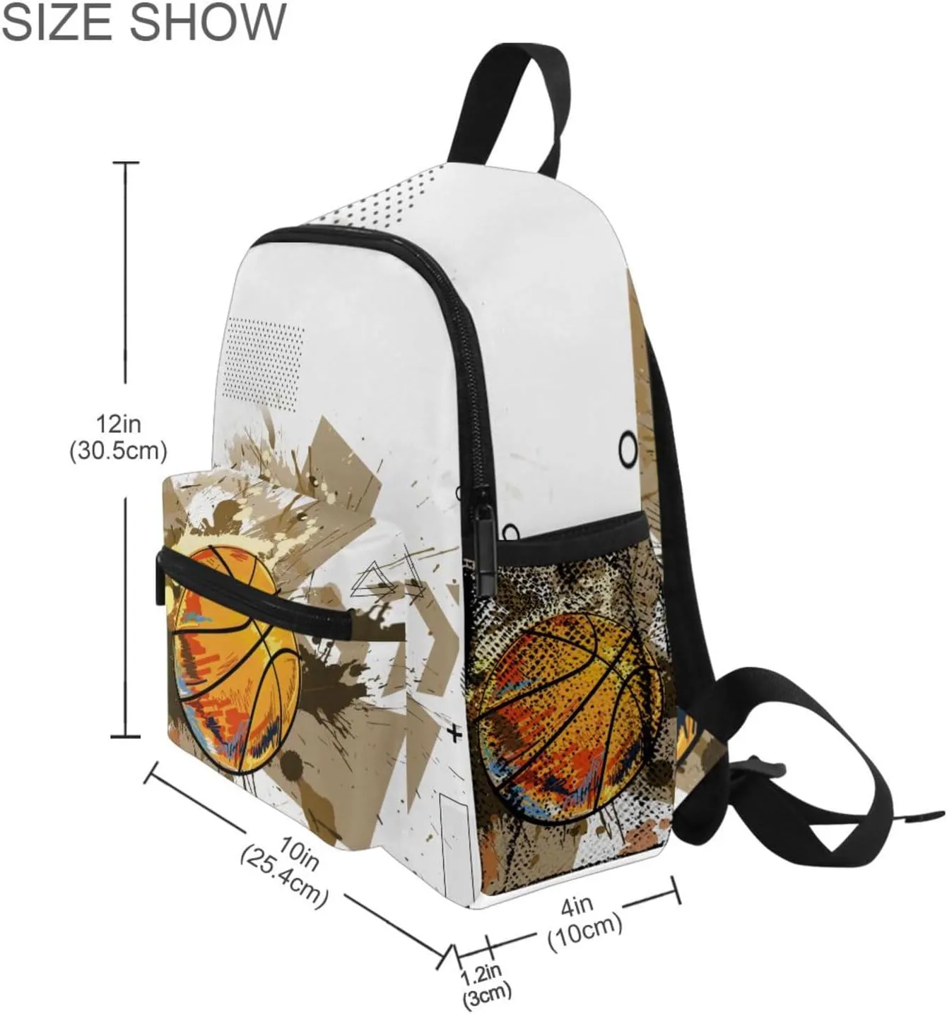 ZAZYXTJ Personalized Basketball Kids Backpack for Boys Girls Toddler Backpack with Chest Strap Name Tag Preschool Backpack 3-8 Years Old