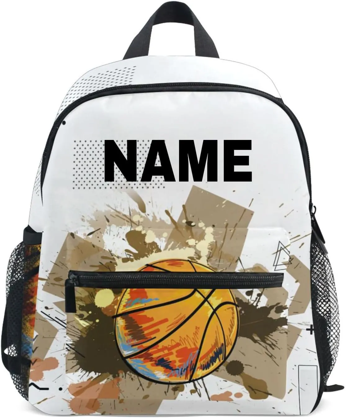 ZAZYXTJ Personalized Basketball Kids Backpack for Boys Girls Toddler Backpack with Chest Strap Name Tag Preschool Backpack 3-8 Years Old