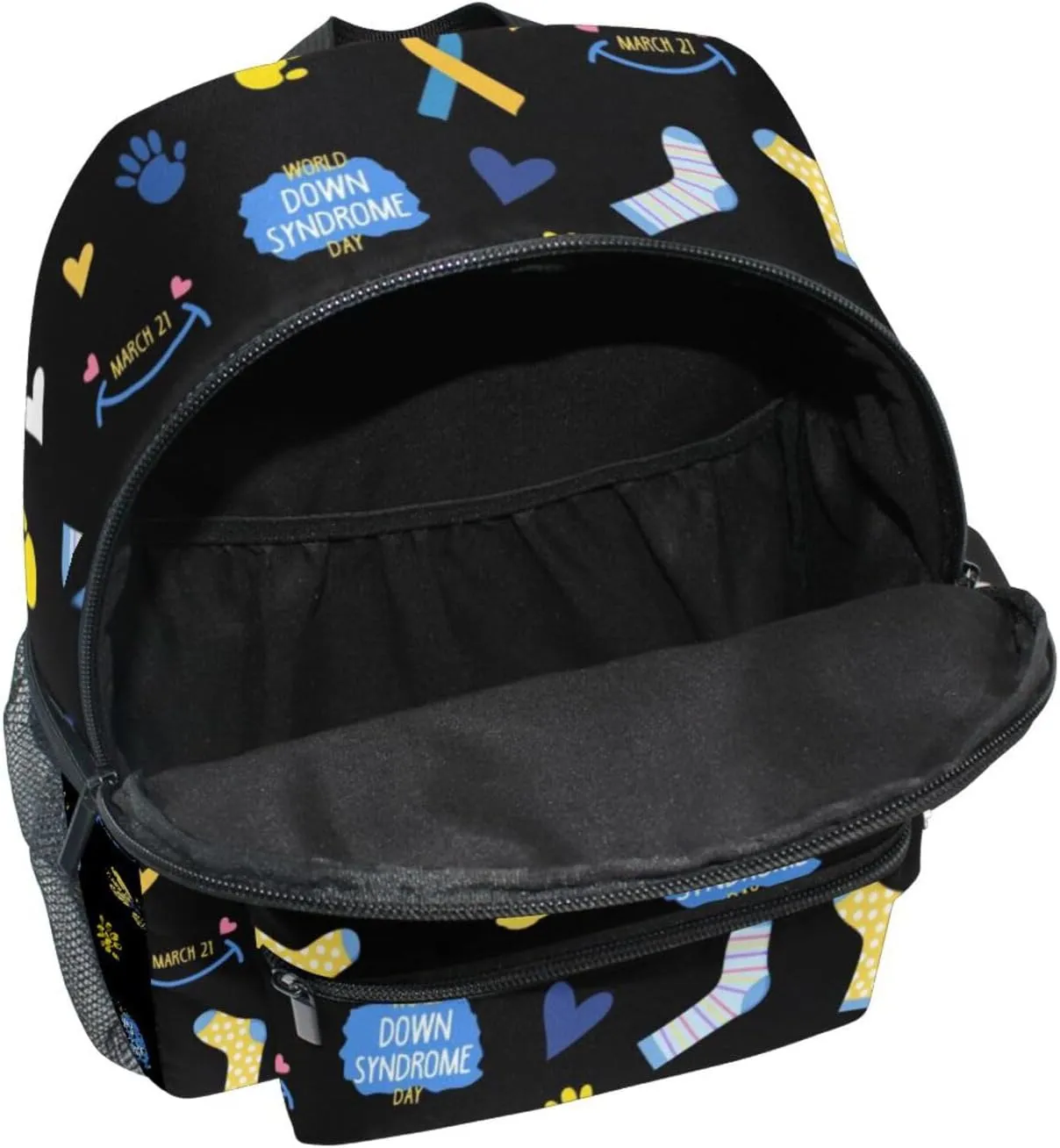 ZAZYXTJ Personalized Down Syndrome Awareness Kids Backpack for Boys Girls Toddler Backpack with Chest Strap Name Tag Preschool Backpack 3-8 Years Old