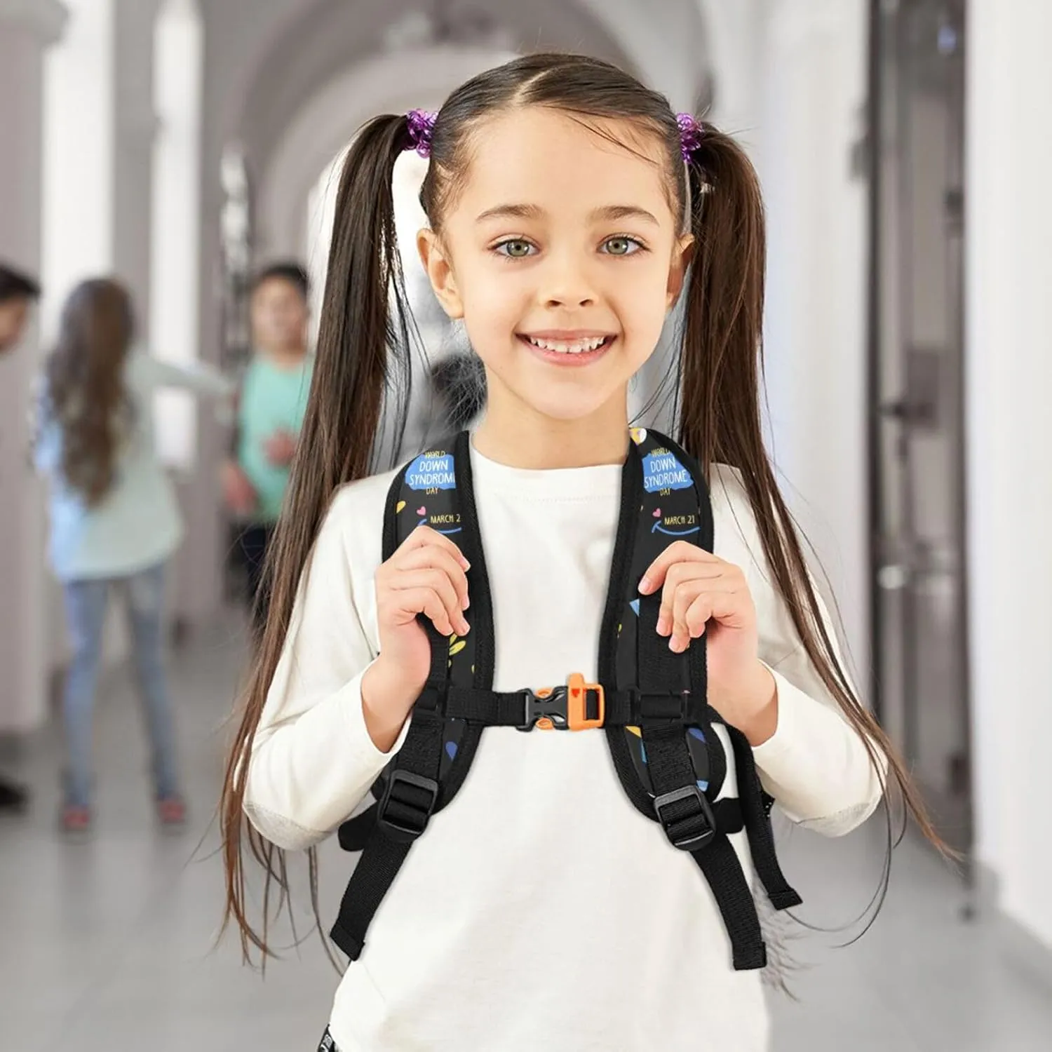 ZAZYXTJ Personalized Down Syndrome Awareness Kids Backpack for Boys Girls Toddler Backpack with Chest Strap Name Tag Preschool Backpack 3-8 Years Old