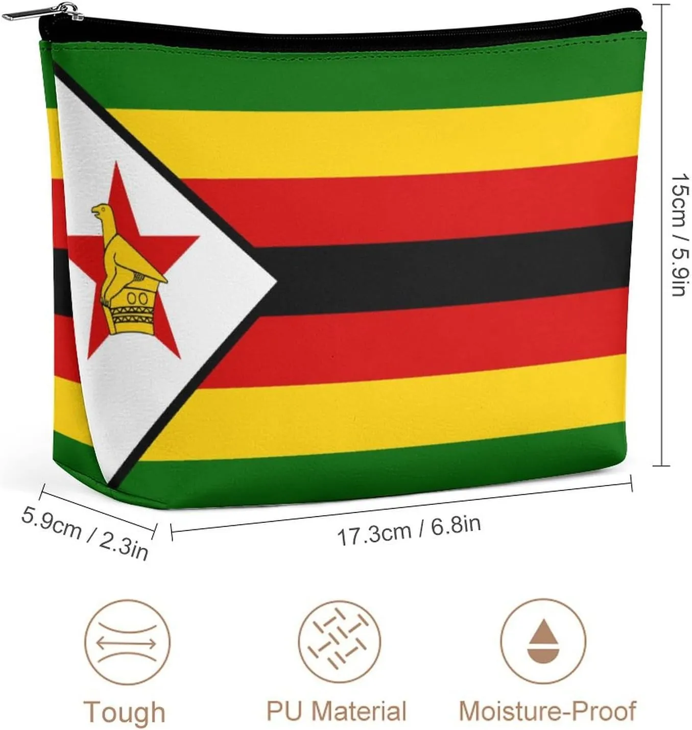 Zimbabwe Flag Cosmetic Bag Makeup Organizer Travel-Friendly Pouch for Girls Women