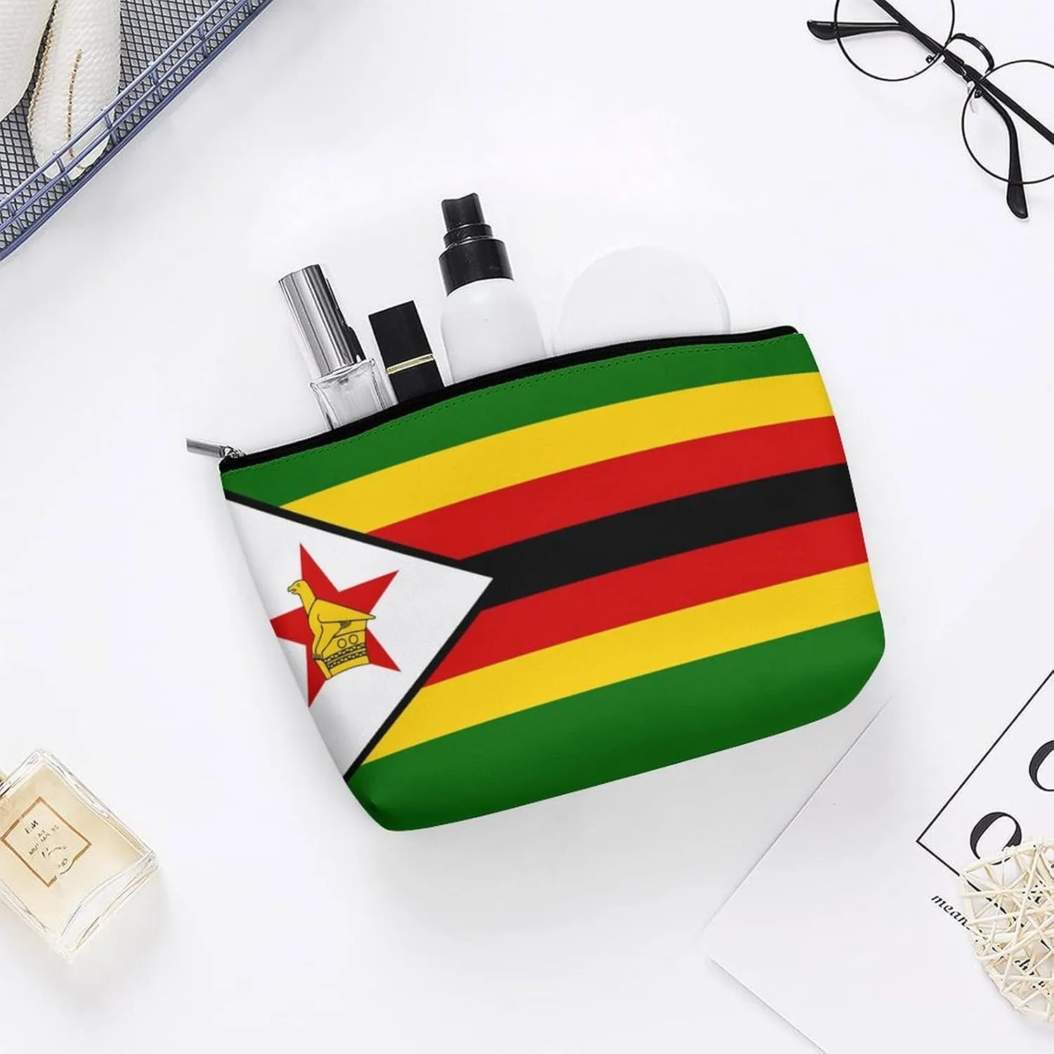 Zimbabwe Flag Cosmetic Bag Makeup Organizer Travel-Friendly Pouch for Girls Women