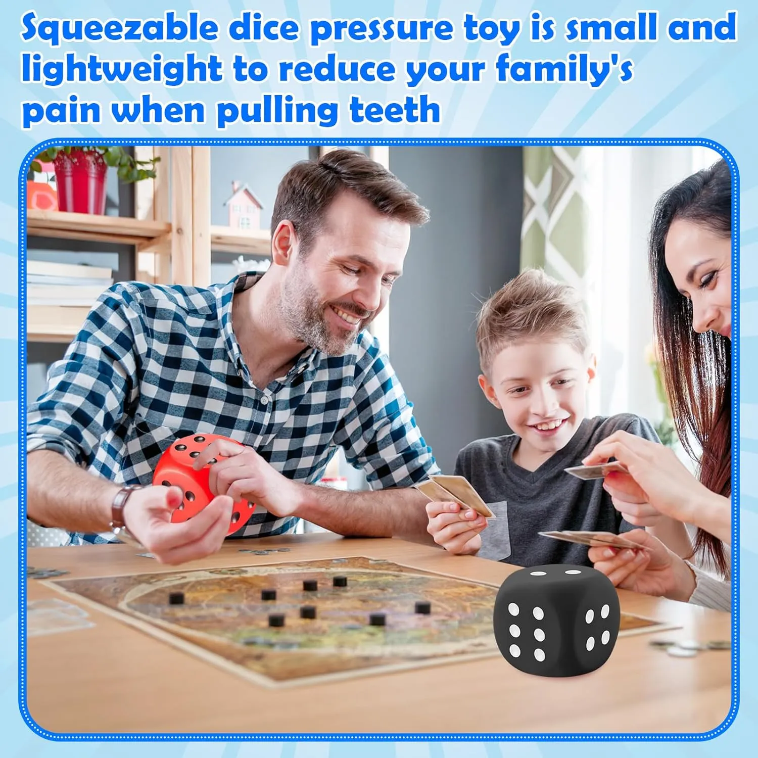 Zomiboo 2 Pcs Large Foam Dice Stress Balls Soft Jumbo 6 Sided Giant Dice Educational Learning Squeeze Anxiety Relieve Toy Gifts for Adults Kids Board Game Classroom(Red, Black,3.93 Inch)