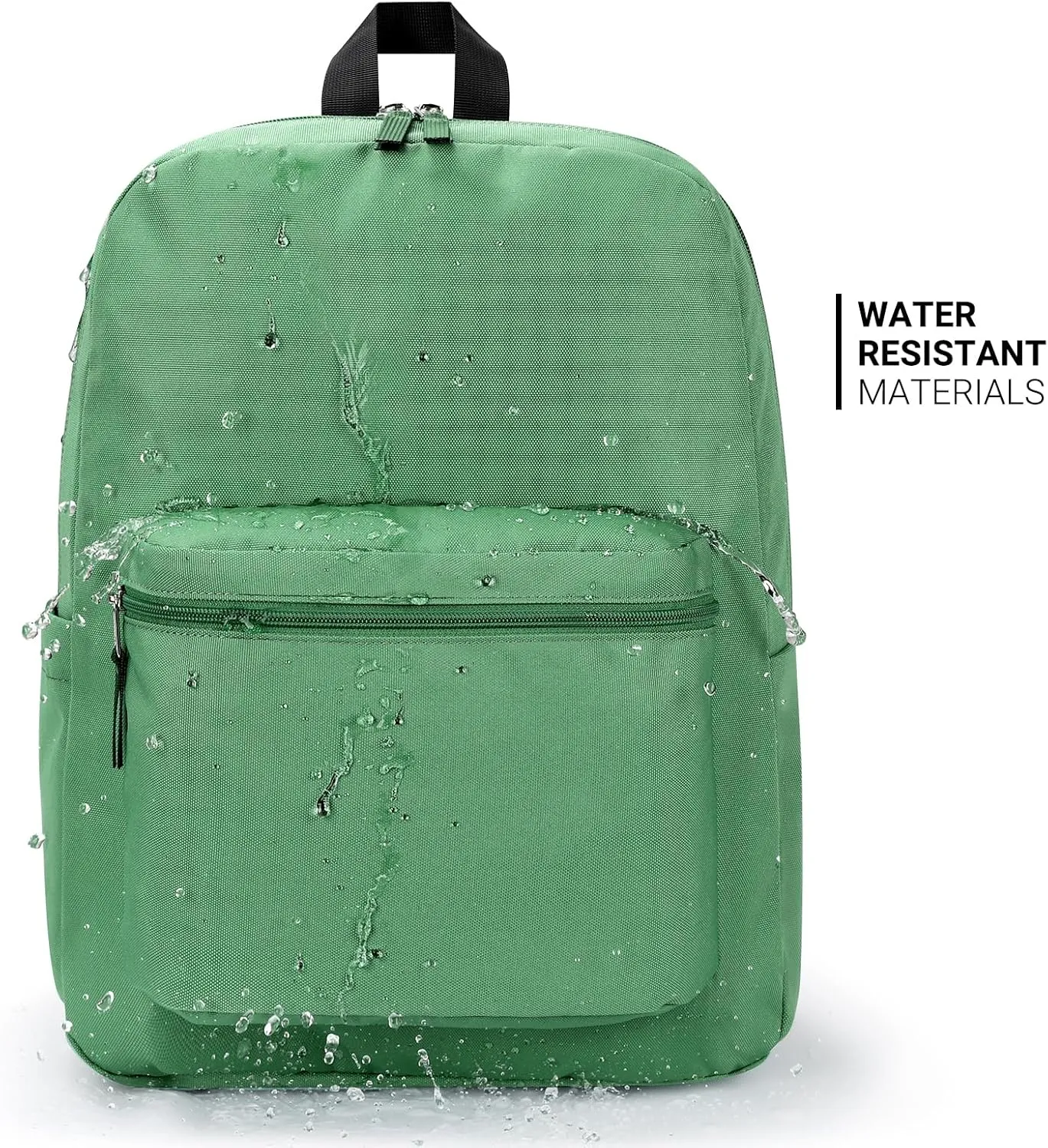 ZORFIN Simple Backpack for School Work Travel: Lightweight Bookbag for Girls and Boys - Water Resistant Backpacks for Men and Women - Green