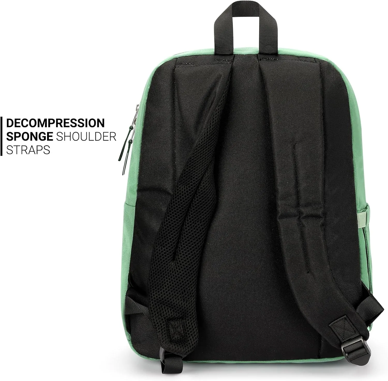 ZORFIN Simple Backpack for School Work Travel: Lightweight Bookbag for Girls and Boys - Water Resistant Backpacks for Men and Women - Green