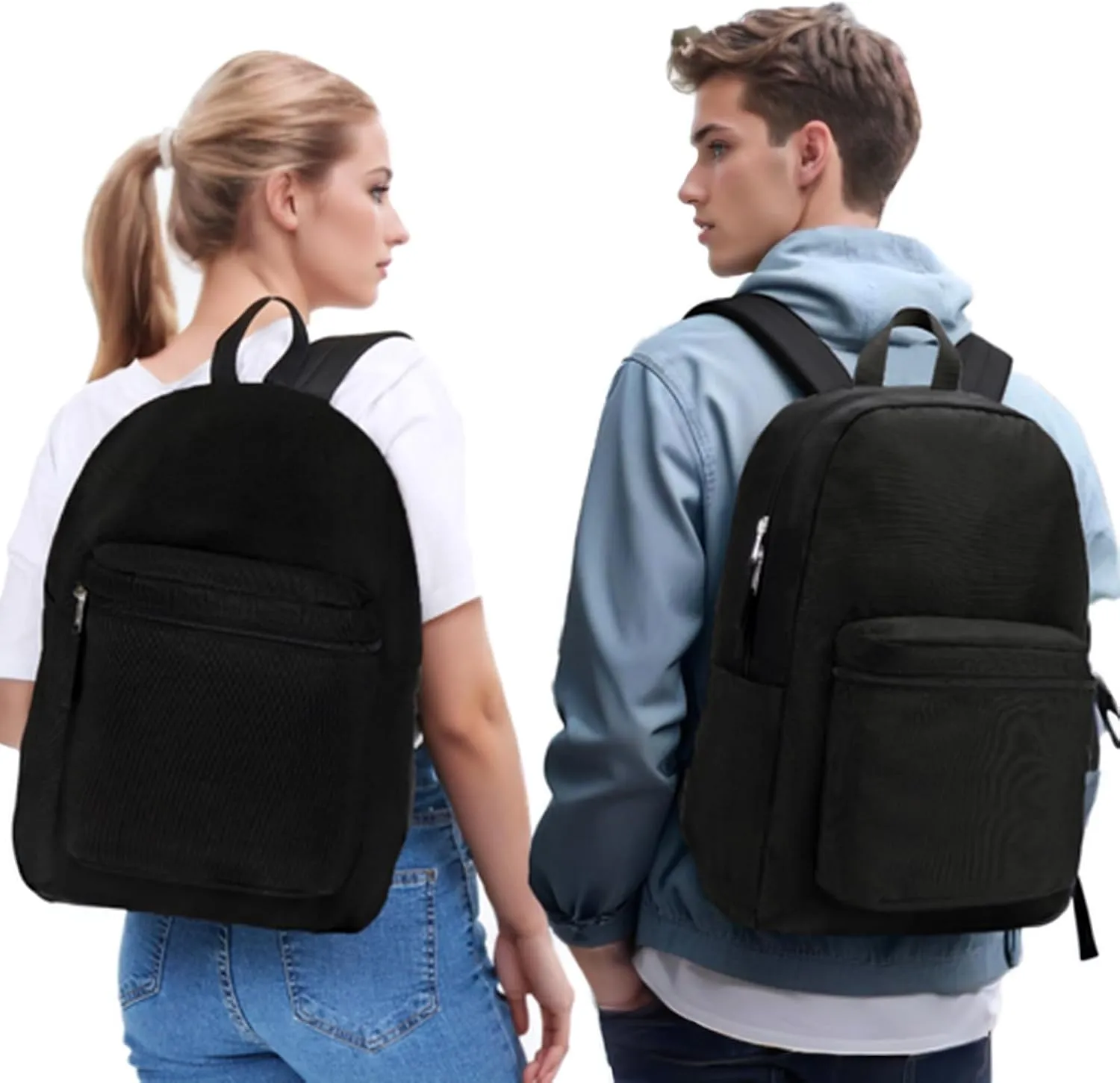 ZORFIN Simple Backpack for School Work Travel: Lightweight Bookbag for Girls and Boys - Water Resistant Backpacks for Men and Women - Green